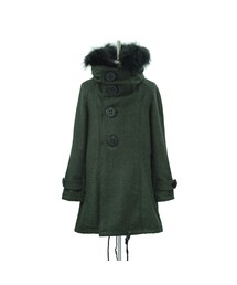 Big Button Hooded Coat／Green