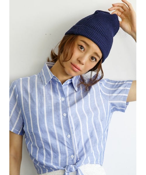 STYLE DELI(スタイルデリ)の「サマーワッチキャップ(無地)(ニットキャップ/ビーニー・レディース・グレー/ネイビー・F)」の2枚目の写真