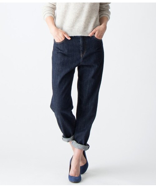 VIS（ビス）の「【先行受注】ボーイフレンドデニムパンツ【秋の新作】（パンツ・レディース・ホワイト/ネイビー/ブルー系・S/M/L/LL）」の2枚目の写真