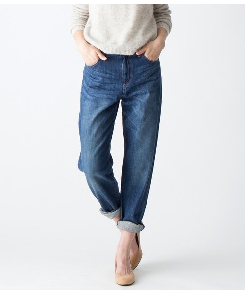 VIS（ビス）の「【先行受注】ボーイフレンドデニムパンツ【秋の新作】（パンツ・レディース・ホワイト/ネイビー/ブルー系・S/M/L/LL）」の3枚目の写真
