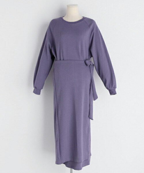 DHOLIC(ディーホリック)の「スウェットラップワンピース(ワンピース・レディース・グレー/ブラック/パープル・FREE)」の3枚目の写真