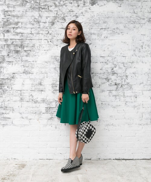 LEPSIM（レプシィム）の「フェイクレザーキリカエライダース（ジャケット/アウター・レディース・チドリ/ブラック/ブラウン・Ｍ/Ｌ）」の8枚目の写真