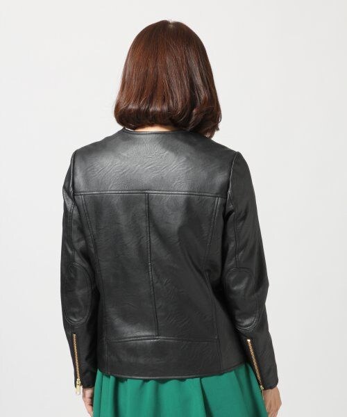 LEPSIM（レプシィム）の「フェイクレザーキリカエライダース（ジャケット/アウター・レディース・チドリ/ブラック/ブラウン・Ｍ/Ｌ）」の5枚目の写真