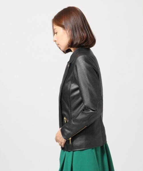 LEPSIM（レプシィム）の「フェイクレザーキリカエライダース（ジャケット/アウター・レディース・チドリ/ブラック/ブラウン・Ｍ/Ｌ）」の4枚目の写真