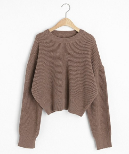 DHOLIC（ディーホリック）の「クロップドラウンドニット（ニット/セーター・レディース・ベージュ/その他/ブラウン/ブラック/ピンク・FREE）」の3枚目の写真