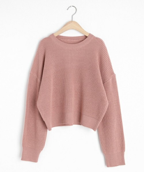 DHOLIC（ディーホリック）の「クロップドラウンドニット（ニット/セーター・レディース・ベージュ/その他/ブラウン/ブラック/ピンク・FREE）」の4枚目の写真