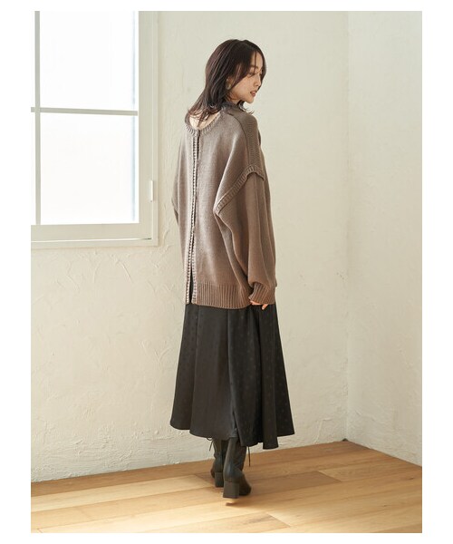 Green　Parks（グリーンパークス）の「・SUGAR SPOON 2wayニットプルオーバー（トップス・アイボリー/ブラック/ボルドー/モカ・F）」の9枚目の写真