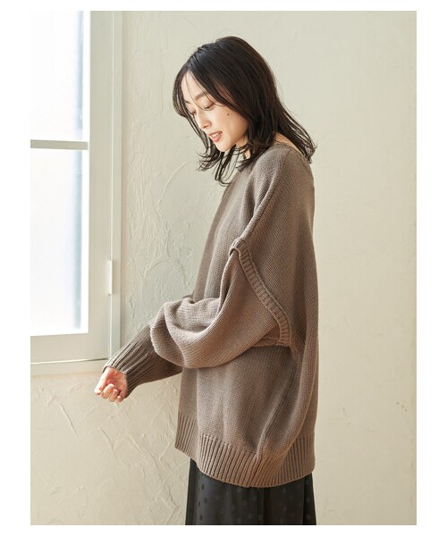 Green　Parks（グリーンパークス）の「・SUGAR SPOON 2wayニットプルオーバー（トップス・アイボリー/ブラック/ボルドー/モカ・F）」の7枚目の写真