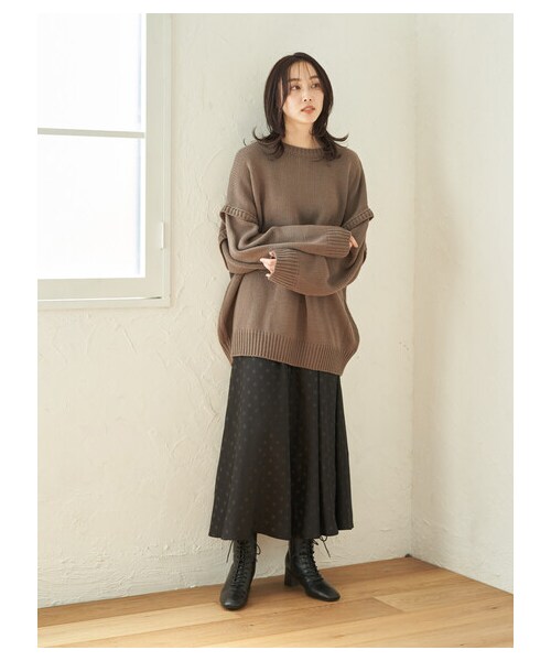 Green　Parks（グリーンパークス）の「・SUGAR SPOON 2wayニットプルオーバー（トップス・アイボリー/ブラック/ボルドー/モカ・F）」の8枚目の写真