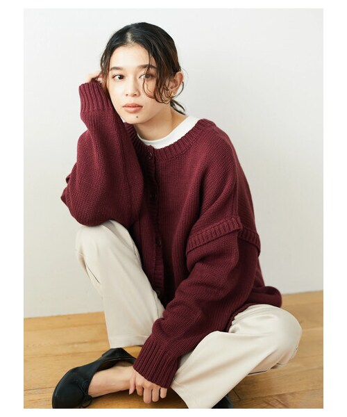 Green　Parks（グリーンパークス）の「・SUGAR SPOON 2wayニットプルオーバー（トップス・アイボリー/ブラック/ボルドー/モカ・F）」の3枚目の写真
