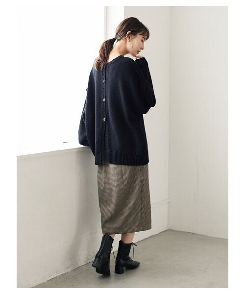 Green　Parks（グリーンパークス）の「・SUGAR SPOON 2wayニットプルオーバー（トップス・アイボリー/ブラック/ボルドー/モカ・F）」の14枚目の写真