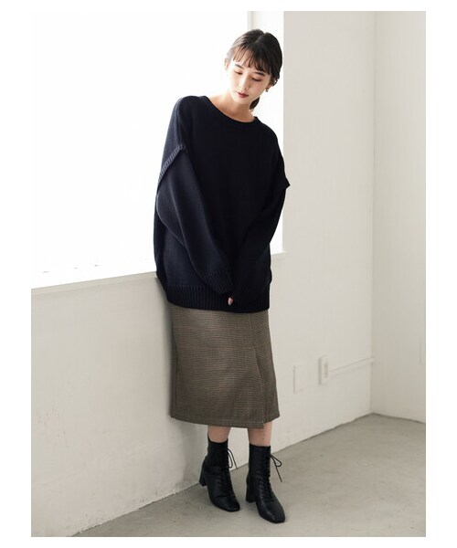 Green　Parks（グリーンパークス）の「・SUGAR SPOON 2wayニットプルオーバー（トップス・アイボリー/ブラック/ボルドー/モカ・F）」の15枚目の写真