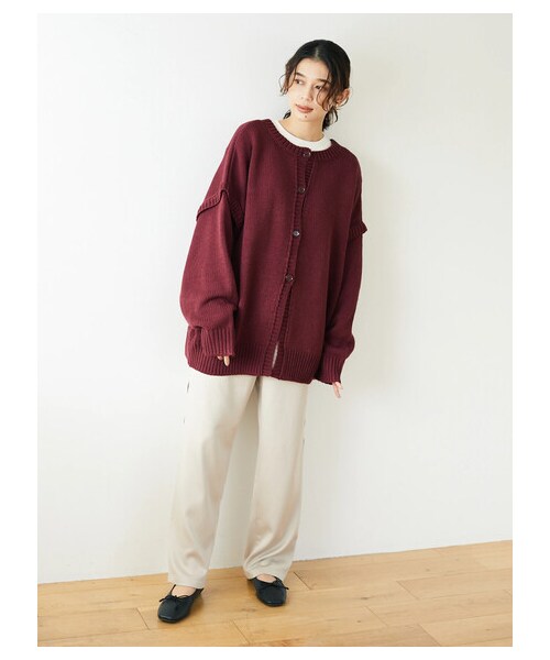 Green　Parks（グリーンパークス）の「・SUGAR SPOON 2wayニットプルオーバー（トップス・アイボリー/ブラック/ボルドー/モカ・F）」の6枚目の写真