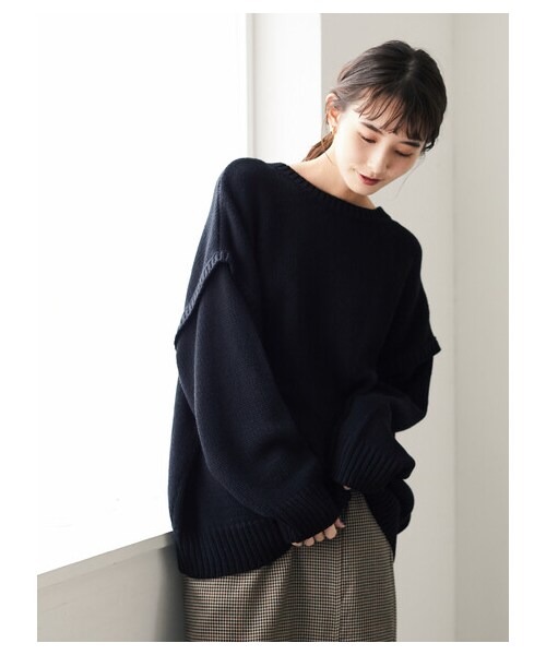 Green　Parks（グリーンパークス）の「・SUGAR SPOON 2wayニットプルオーバー（トップス・アイボリー/ブラック/ボルドー/モカ・F）」の16枚目の写真