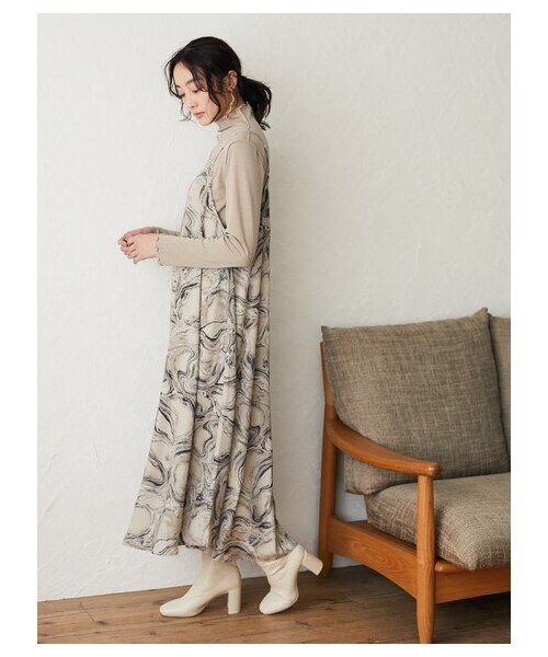 Green　Parks（グリーンパークス）の「・RAY CASSIN マーブルptキャミワンピース（ワンピース/ドレス・グレー/ピンク/ベージュ・F）」の13枚目の写真