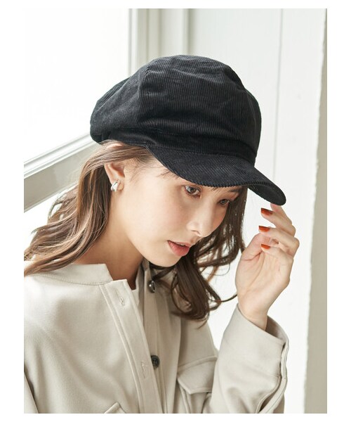 Green Parks(グリーンパークス)の「・コーデュロイキャスケット(帽子・アイボリー/ブラック/テラコッタ・F)」の2枚目の写真