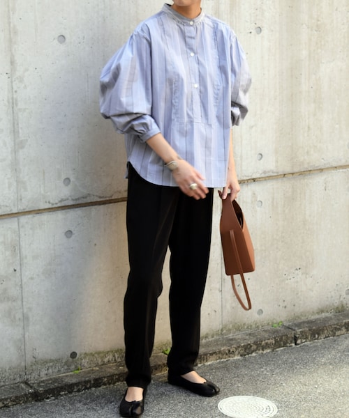 no brand(ノーブランド)の「バックリボンストライプバルーンスリ-ブBL(シャツ/ブラウス・レディース・その他)」の3枚目の写真