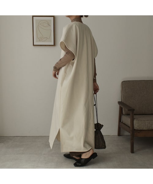 lavish gate エクリュ　ニットメルトンロングコート ホワイト lavish gate エクリュニットメルトンロングコート ホワイト