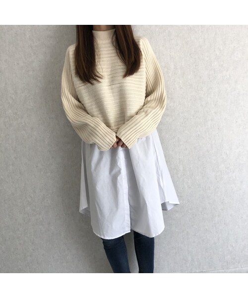 copine(コピン)の「再入荷!ロングシャツ切替デザインニット(2color)(ニット/セーター・レディース・その他)」の5枚目の写真