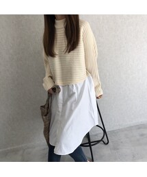 copine | 再入荷!ロングシャツ切替デザインニット(2color)(ニット/セーター)