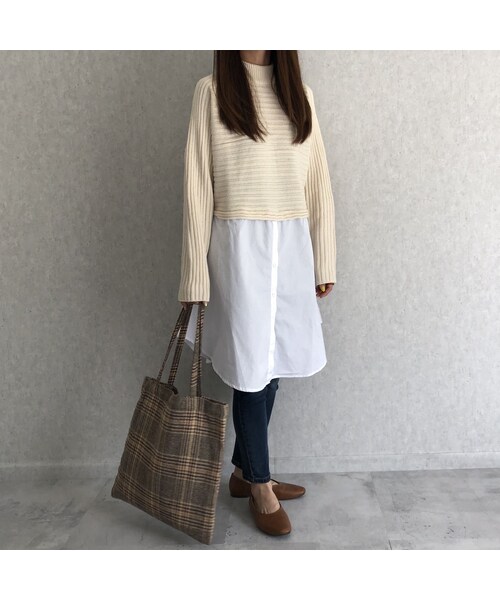 copine(コピン)の「再入荷!ロングシャツ切替デザインニット(2color)(ニット/セーター・レディース・その他)」の3枚目の写真