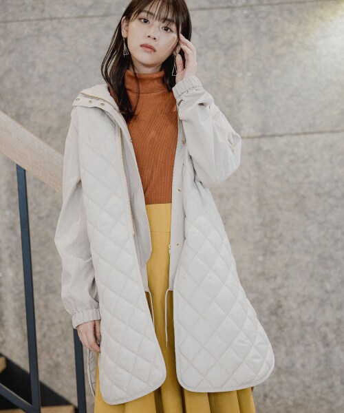 Andemiu(アンデミュウ)の「キルティングベストツキブルゾン(ジャケット/アウター・エクリュ/カーキ)」の4枚目の写真