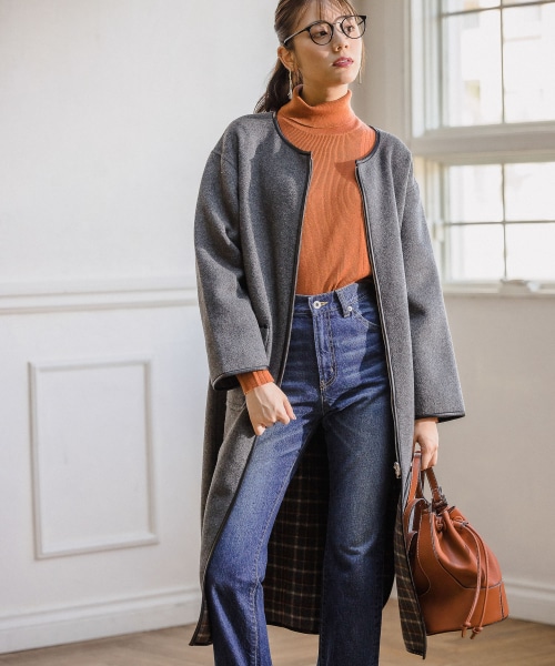 Andemiu（アンデミュウ）の「リバーシブルコート（ジャケット/アウター・グレー/ベージュ/ブルー）」の9枚目の写真