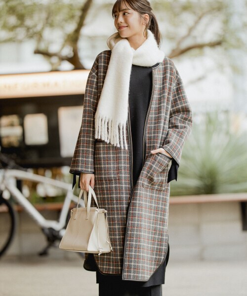 Andemiu（アンデミュウ）の「リバーシブルコート（ジャケット/アウター・グレー/ベージュ/ブルー）」の4枚目の写真