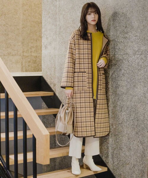 Andemiu（アンデミュウ）の「リバーシブルコート（ジャケット/アウター・グレー/ベージュ/ブルー）」の8枚目の写真