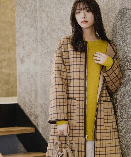 Andemiu（アンデミュウ）の「リバーシブルコート（ジャケット/アウター・グレー/ベージュ/ブルー）」の2枚目の写真