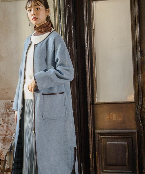 Andemiu（アンデミュウ）の「リバーシブルコート（ジャケット/アウター・グレー/ベージュ/ブルー）」の3枚目の写真