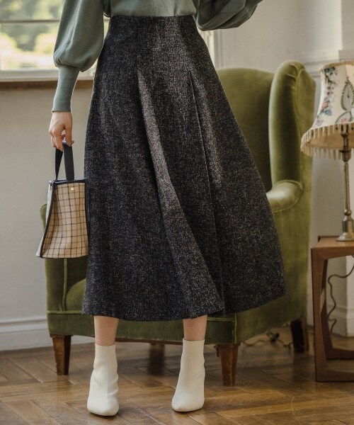 Andemiu（アンデミュウ）の「ツイードフウフレアスカート（スカート・グレー/ブラック/ベージュ）」の2枚目の写真
