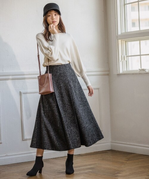 Andemiu（アンデミュウ）の「ツイードフウフレアスカート（スカート・グレー/ブラック/ベージュ）」の6枚目の写真