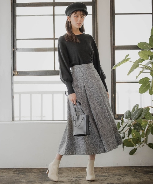 Andemiu（アンデミュウ）の「ツイードフウフレアスカート（スカート・グレー/ブラック/ベージュ）」の7枚目の写真