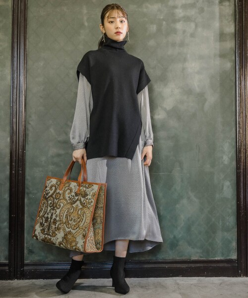 Andemiu（アンデミュウ）の「ドットガラドロストワンピース（ワンピース/ドレス・グレー/ブルー/ネイビー）」の7枚目の写真