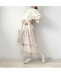 merrylatte | ティアードチュールロングスカート(スカート)