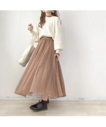 merrylatte | コーヒーブラウンシフォンスカート(スカート)
