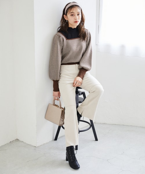 Heather（ヘザー）の「ムジガラスクエアニット（トップス・ブラックチドリ/ブラウンチドリ/パープルムジ）」の10枚目の写真