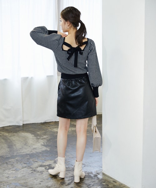 Heather（ヘザー）の「ムジガラスクエアニット（トップス・ブラックチドリ/ブラウンチドリ/パープルムジ）」の6枚目の写真