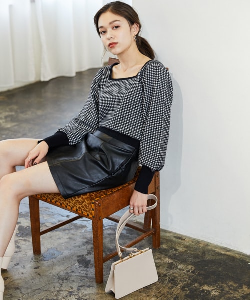 Heather（ヘザー）の「ムジガラスクエアニット（トップス・ブラックチドリ/ブラウンチドリ/パープルムジ）」の8枚目の写真