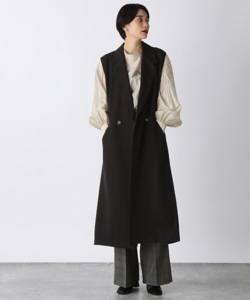 JEANASIS（ジーナシス）の「テーラーロングベスト（ジャケット/アウター・ブラック系その他()/ベージュ系その他()）」の3枚目の写真