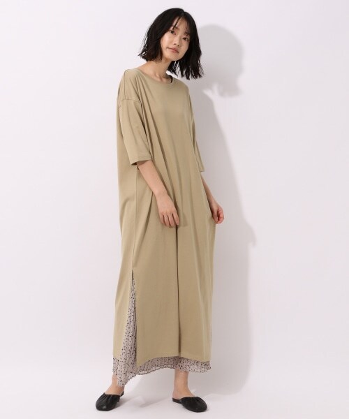 LAKOLE（ラコレ）の「USAコットンレイヤーマキシワンピース（ワンピース/ドレス・オフホワイト()/チャコール()/スモーキーカーキ()）」の6枚目の写真