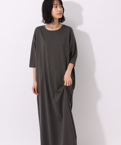 LAKOLE（ラコレ）の「USAコットンレイヤーマキシワンピース（ワンピース/ドレス・オフホワイト()/チャコール()/スモーキーカーキ()）」の2枚目の写真
