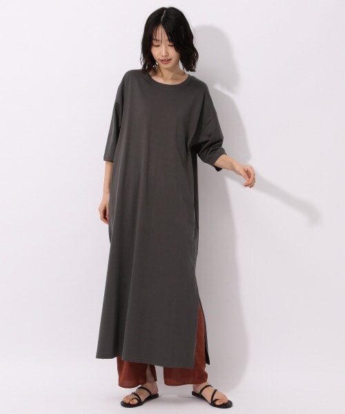 LAKOLE（ラコレ）の「USAコットンレイヤーマキシワンピース（ワンピース/ドレス・オフホワイト()/チャコール()/スモーキーカーキ()）」の5枚目の写真