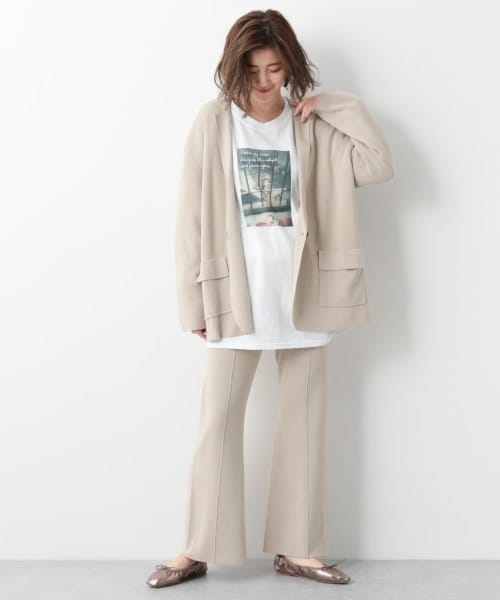 A part by（アパートバイ）の「12GCoAcニットフレアパンツ（パンツ・チャコールグレー/ライトベージュ/ブラウン）」の10枚目の写真