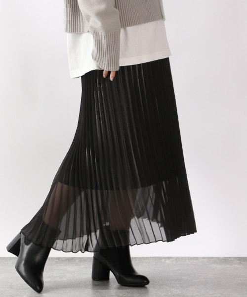 LOWRYS FARM（ローリーズファーム）の「シアープリーツスカート２（スカート・アイボリー/ブラック/ベージュ/カーキ）」の2枚目の写真