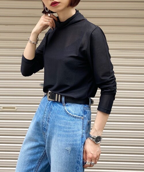 PAGEBOY（ページボーイ）の「シアータートルインナーセット（トップス・ホワイト/ブラック/シアン）」の7枚目の写真