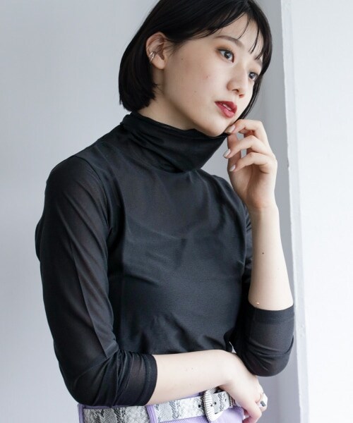 PAGEBOY（ページボーイ）の「シアータートルインナーセット（トップス・ホワイト/ブラック/シアン）」の9枚目の写真