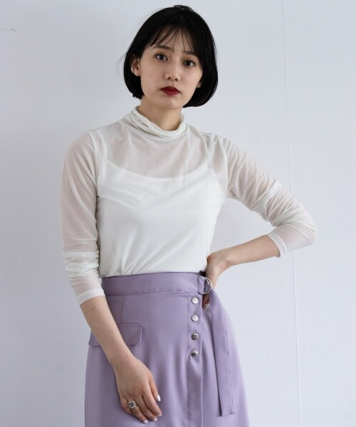 PAGEBOY（ページボーイ）の「シアータートルインナーセット（トップス・ホワイト/ブラック/シアン）」の4枚目の写真