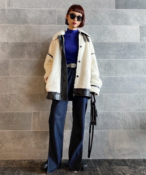 PAGEBOY（ページボーイ）の「エコファーB-３ジャケット（ジャケット/アウター・ホワイト×ブラウン/アイボリー×ブラック/ブラック）」の13枚目の写真